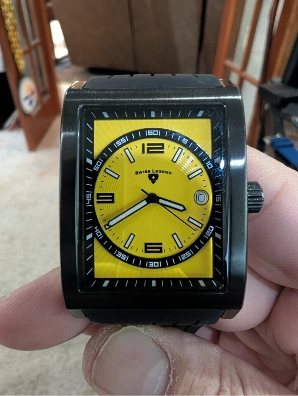 Swiss Legend Limousine Men's Yellow Dial Black Rubber Strap Watch (40012-BB-07)